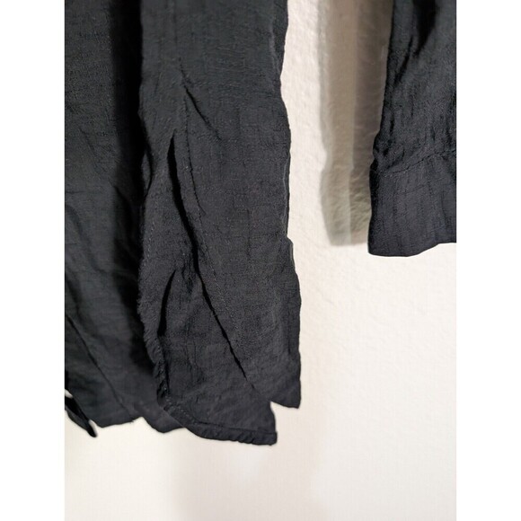 HD in Paris Anthropologie Tie Shirt Dress Button Front XS Black Roll Tab N99 - Picture 6 of 11